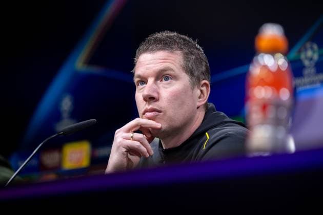 28 01 2025, Press conference for the UEFA Champions League match between Borussia Dortmund and Shakhtar Donetsk with head coach Mike Tullberg Borussia Dortmund , Dortmund Signal Iduna Park NRW Germany xRHR PHOTO ENx Copyright: DennisxEwert RHR-FOTOx RHR-FOTO DE