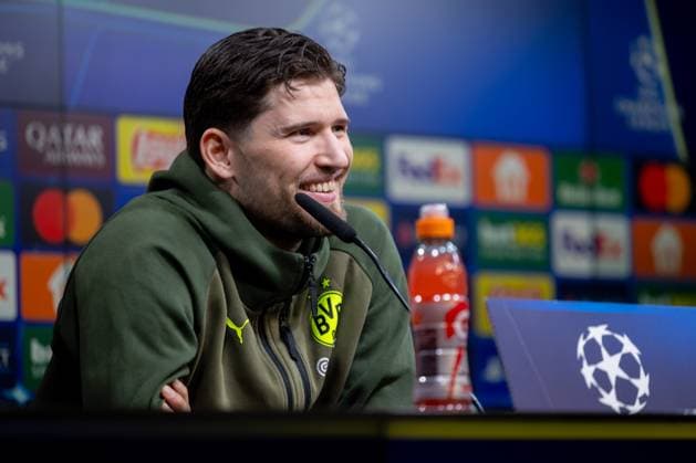 28 01 2025, Press conference for the UEFA Champions League match between Borussia Dortmund and Shakhtar Donetsk with goalkeeper Gregor Kobel Borussia Dortmund , Dortmund Signal Iduna Park NRW Germany xRHR PHOTO ENx Copyright: DennisxEwert RHR-FOTOx RHR-FOTO DE