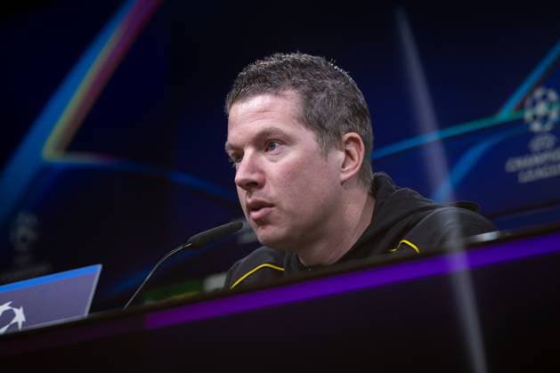 28 01 2025, Press conference for the UEFA Champions League match between Borussia Dortmund and Shakhtar Donetsk with head coach Mike Tullberg Borussia Dortmund , Dortmund Signal Iduna Park NRW Germany xRHR PHOTO ENx Copyright: DennisxEwert RHR-FOTOx RHR-FOTO DE