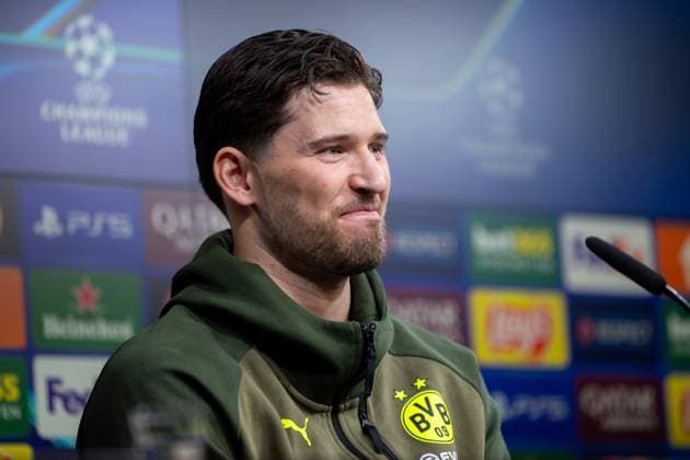 28 01 2025, Press conference for the UEFA Champions League match between Borussia Dortmund and Shakhtar Donetsk with goalkeeper Gregor Kobel Borussia Dortmund , Dortmund Signal Iduna Park NRW Germany xRHR PHOTO ENx Copyright: DennisxEwert RHR-FOTOx RHR-FOTO DE