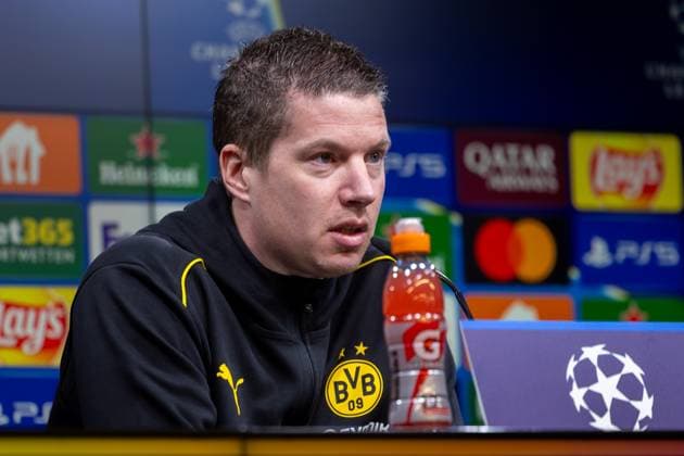 28 01 2025, Press conference for the UEFA Champions League match between Borussia Dortmund and Shakhtar Donetsk with head coach Mike Tullberg Borussia Dortmund , Dortmund Signal Iduna Park NRW Germany xRHR PHOTO ENx Copyright: DennisxEwert RHR-FOTOx RHR-FOTO DE