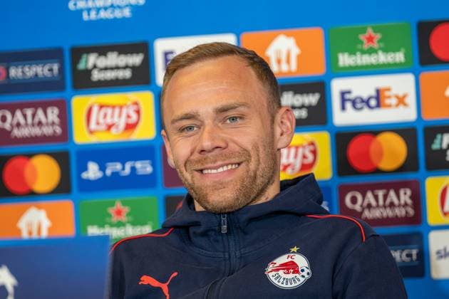 SOCCER - UEFA CL, RBS vs Atletico SALZBURG,AUSTRIA,28.JAN.25 - SOCCER - UEFA Champions League, Red Bull Salzburg vs Atletico Madrid, preview, press conference, PK, Pressekonferenz RBS. Image shows Alexander Schlager (RBS).  GEPAxpictures xWolfgangxKofler