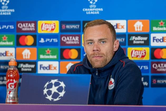 SOCCER - UEFA CL, RBS vs Atletico SALZBURG,AUSTRIA,28.JAN.25 - SOCCER - UEFA Champions League, Red Bull Salzburg vs Atletico Madrid, preview, press conference, PK, Pressekonferenz RBS. Image shows Alexander Schlager (RBS).  GEPAxpictures xWolfgangxKofler