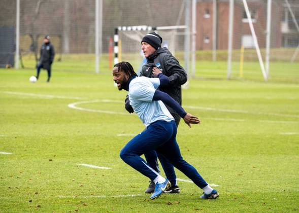 Soccer, Men, Season 2024 2025, 2 Bundesliga, Hertha BSC, Training, v l Deyovaisio Zeefuik Hertha BSC , Co Coach Armin Reutershahn Hertha BSC , 28 01 2025, Copyright: xMatthiasxKochx