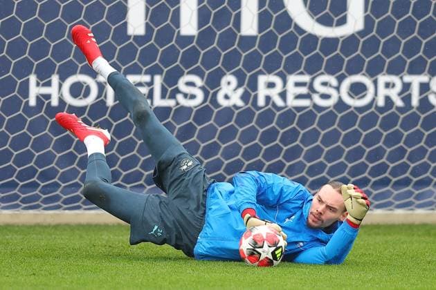 RB Leipzig - Training Champions League Leipzig, 28.01.2025, RBL Trainingszentrum, UEFA Champions League, RB LEIPZIG Abschlusstraining vorm morgigen Spiel bei Sturm Graz , Im Bild: Torwart Maarten Vandevoordt , Nur zur redaktionellen Nutzung. Editorial use only. ,