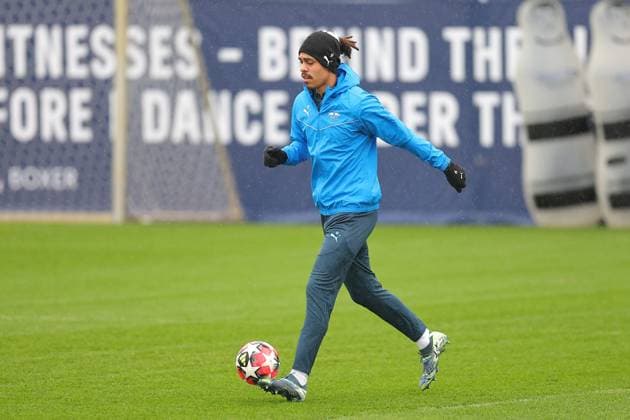 RB Leipzig - Training Champions League Leipzig, 28.01.2025, RBL Trainingszentrum, UEFA Champions League, RB LEIPZIG Abschlusstraining vorm morgigen Spiel bei Sturm Graz , Im Bild: Yussuf Yurary Poulsen , Nur zur redaktionellen Nutzung. Editorial use only. ,