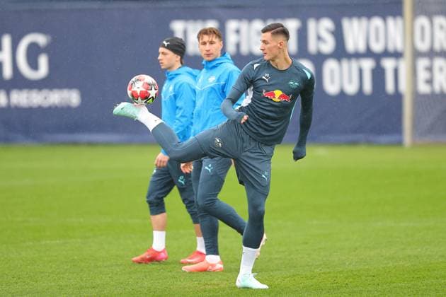 RB Leipzig Training Champions League Leipzig, 28 01 2025, RBL Training Center, UEFA Champions League, RB LEIPZIG Final training before tomorrows match at Sturm Graz , In the picture Benjamin Sesko , For editorial use only Editorial use only ,