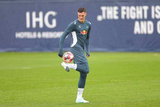 RB Leipzig Training Champions League Leipzig, 28 01 2025, RBL Training Center, UEFA Champions League, RB LEIPZIG Final training before tomorrows match at Sturm Graz , In the picture Benjamin Sesko , For editorial use only Editorial use only ,