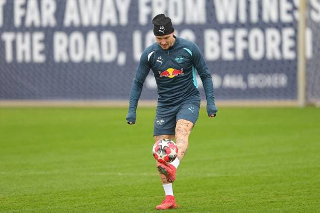 RB Leipzig Training Champions League Leipzig, 28 01 2025, RBL Training Center, UEFA Champions League, RB LEIPZIG Final training before tomorrows match at Sturm Graz , In the picture David Raum , For editorial use only Editorial use only ,