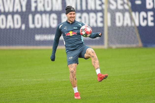 RB Leipzig Training Champions League Leipzig, 28 01 2025, RBL Training Center, UEFA Champions League, RB LEIPZIG Final training before tomorrows match at Sturm Graz , In the picture David Raum , For editorial use only Editorial use only ,