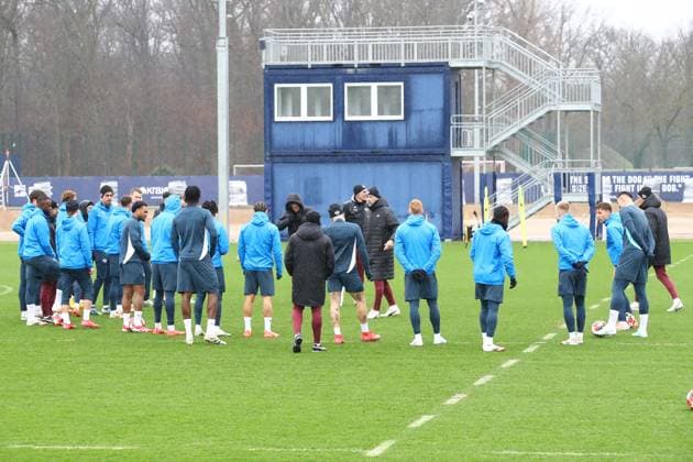 RB Leipzig Training Champions League Leipzig, 28 01 2025, RBL Training Center, UEFA Champions League, RB LEIPZIG Final training before tomorrows match at Sturm Graz , In the picture team circle around coach Marco Rose , For editorial use only Editorial use only ,