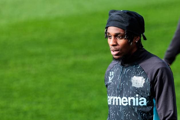 UEFA Champions League training Bayer 04 Leverkusen, 28 01 2025 Jeremie Frimpong Bayer 04 Leverkusen, 30 UEFA Champions League training Bayer 04 Leverkusen before the match against Sparta Prague Ulrich Haberland Stadion, Leverkusen on 28 01 2025 Copyright: xBEAUTIFULxSPORTS Wunderlx