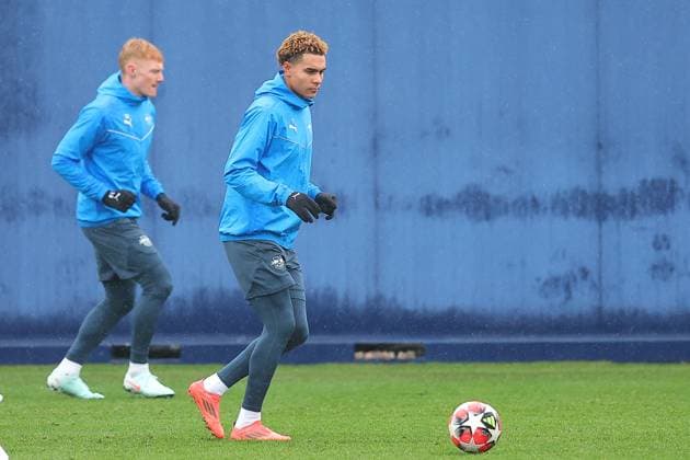 RB Leipzig Training Champions League Leipzig, 28 01 2025, RBL Training Center, UEFA Champions League, RB LEIPZIG Final training before tomorrows match at Sturm Graz , In the picture Antonio Nusa , For editorial use only Editorial use only ,