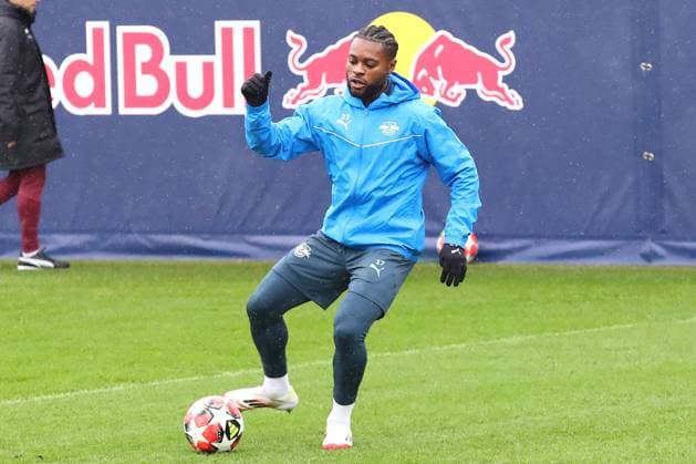 RB Leipzig Training Champions League Leipzig, 28 01 2025, RBL Training Center, UEFA Champions League, RB LEIPZIG Final training before tomorrows match at Sturm Graz , In the picture Ridle Baku , For editorial use only Editorial use only ,
