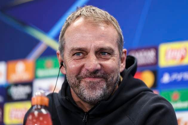January 28, 2025, Sant Joan Despi, Barcelona, SPAIN: Hansi Flick, head coach of FC Barcelona, Barca attends his press conference, PK, Pressekonferenz during the training day of FC Barcelona ahead the UEFA Champions League, football match against Atalanta BC at Ciudad Esportiva Joan Gamper on January 28, 2025 in Sant Joan Despi, Barcelona, Spain. Sant Joan Despi SPAIN - ZUMAa181 20250128_zaa_a181_061 Copyright: xJavierxBorregox