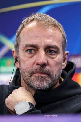 January 28, 2025, Sant Joan Despi, Barcelona, SPAIN: Hansi Flick, head coach of FC Barcelona, Barca attends his press conference, PK, Pressekonferenz during the training day of FC Barcelona ahead the UEFA Champions League, football match against Atalanta BC at Ciudad Esportiva Joan Gamper on January 28, 2025 in Sant Joan Despi, Barcelona, Spain. Sant Joan Despi SPAIN - ZUMAa181 20250128_zaa_a181_062 Copyright: xJavierxBorregox