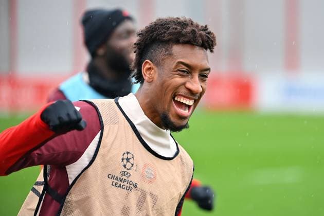 Kingsley COMAN Bayern Muenchen , smiling,laughing,laughing,optimistic,good-humored,action,single picture,cropped single motif,portrait,portrait,portrait final training,training football Champions League league phase, FC Bayern Muenchen SK Slovan Bratislava on 29 01 2025 , A L L I A N Z A R E N A