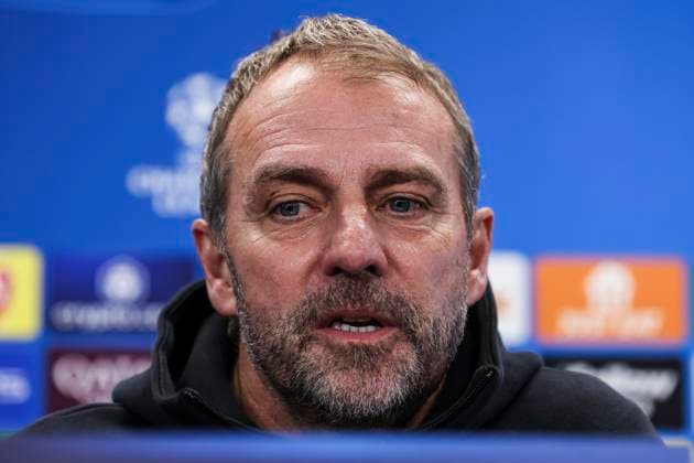 January 28, 2025, Sant Joan Despi, Barcelona, SPAIN: Hansi Flick, head coach of FC Barcelona, Barca attends his press conference, PK, Pressekonferenz during the training day of FC Barcelona ahead the UEFA Champions League, football match against Atalanta BC at Ciudad Esportiva Joan Gamper on January 28, 2025 in Sant Joan Despi, Barcelona, Spain. Sant Joan Despi SPAIN - ZUMAa181 20250128_zaa_a181_076 Copyright: xJavierxBorregox