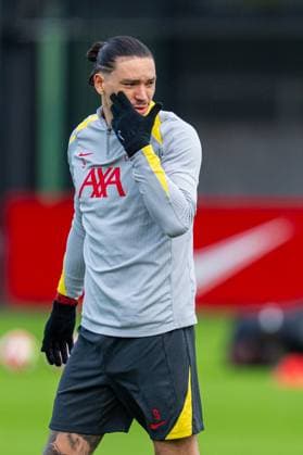 Football - UEFA Champions League - League Phase - PSV Eindhoven v Liverpool FC - MD-1 LIVERPOOL, ENGLAND - Tuesday, January 28, 2025: Liverpool s Darwin Nunez during a training session at the AXA Training Centre ahead of the UEFA Champions League match between PSV Eindhoven and Liverpool FC. (Photo by Jon Super Propaganda) LIVERPOOL AXA Training Centre MERSEYSIDE ENGLAND  Copyright: xDavidxRawcliffex P2025-01-28-PSV_Liverpool_MD-1-16