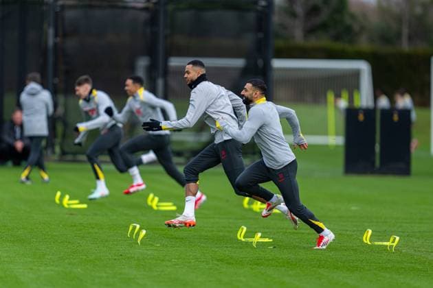 Football - UEFA Champions League - League Phase - PSV Eindhoven v Liverpool FC - MD-1 LIVERPOOL, ENGLAND - Tuesday, January 28, 2025: Liverpool s xxxx during a training session at the AXA Training Centre ahead of the UEFA Champions League match between PSV Eindhoven and Liverpool FC. (Photo by Jon Super Propaganda) LIVERPOOL AXA Training Centre MERSEYSIDE ENGLAND  Copyright: xDavidxRawcliffex P2025-01-28-PSV_Liverpool_MD-1-24