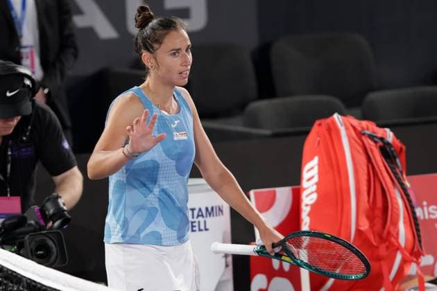 TENNIS - WTA, Tennis Damen Upper Austria Ladies Linz LINZ,AUSTRIA,28.JAN.25 - TENNIS - WTA Tour, Upper Austria Ladies Linz. Image shows the rejoicing of Sara Sorribes Tormo (ESP).  GEPAxpictures xWalterxLuger