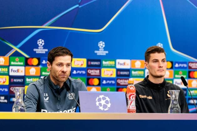 UEFA Champions League press conference Bayer 04 Leverkusen, 28 01 2025 Xabi Alonso head coach Bayer 04 Leverkusen , Patrick Schick Bayer 04 Leverkusen, 14 during the press conference UEFA Champions League press conference Bayer 04 Leverkusen before the match against Sparta Prague BayArena, Leverkusen on 28 01 2025 Copyright: xBEAUTIFULxSPORTS Wunderlx