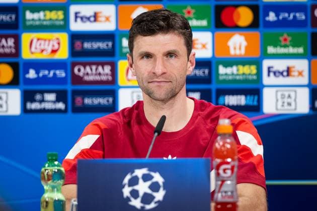 BAYERN MUNICH press conference, PK, Pressekonferenz Thomas Muller of Bayern speaks during the press conference ahead of UEFA Champions League, league stage match between FC Bayern Munich and SK Slovan Bratislava. Munich, Germany, January 28, 2025. Copyright: xx 080A6318