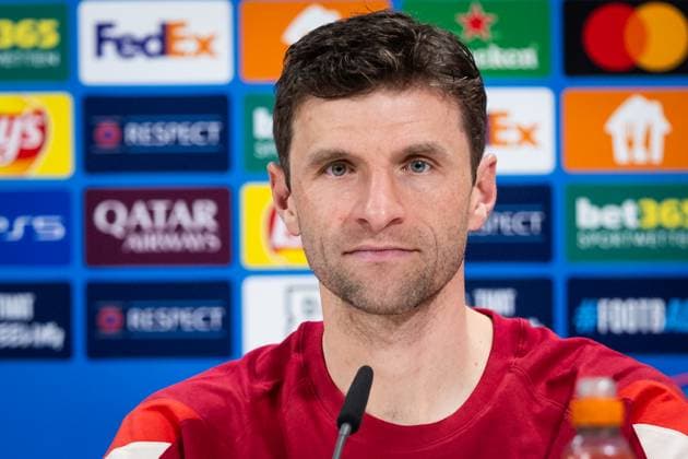 BAYERN MUNICH press conference, PK, Pressekonferenz Thomas Muller of Bayern speaks during the press conference ahead of UEFA Champions League, league stage match between FC Bayern Munich and SK Slovan Bratislava. Munich, Germany, January 28, 2025. Copyright: xx 080A6329