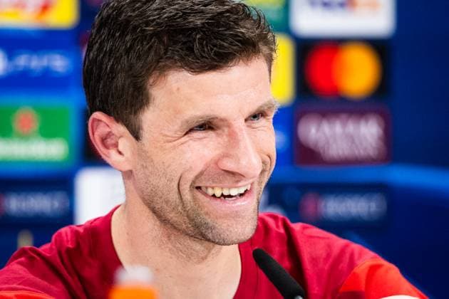 BAYERN MUNICH press conference, PK, Pressekonferenz Thomas Muller of Bayern speaks during the press conference ahead of UEFA Champions League, league stage match between FC Bayern Munich and SK Slovan Bratislava. Munich, Germany, January 28, 2025. Copyright: xx 080A6608