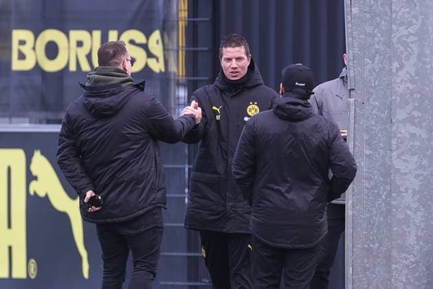 28 01 2025, Final training session for the UEFA Champions League match between Borussia Dortmund and Shakhtar Donetsk, Head Coach Mike Tullberg Borussia Dortmund , Dortmund Training ground Borussia Dortmund NRW Germany xRHR PHOTO DEx Copyright: DennisxEwert RHR-FOTOx RHR-FOTO DE