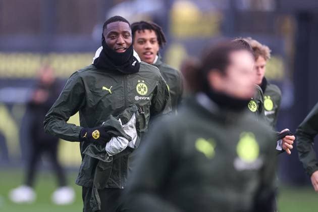 28 01 2025, Final training session for the UEFA Champions League match between Borussia Dortmund and Shakhtar Donetsk, Serhou Guirassy Borussia Dortmund , Dortmund Training ground Borussia Dortmund NRW Germany xRHR PHOTO DEx Copyright: DennisxEwert RHR-FOTOx RHR-FOTO DE