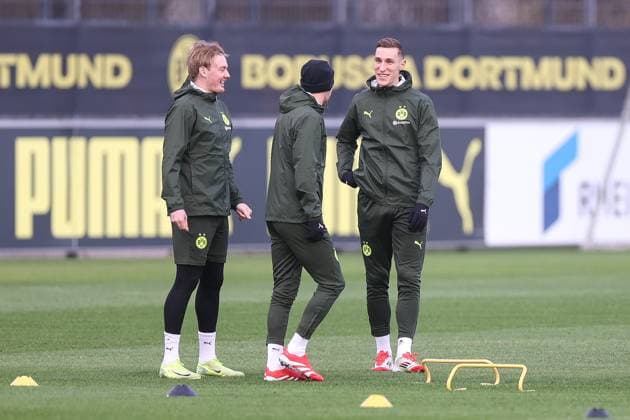 28 01 2025, Final training session for the UEFA Champions League match between Borussia Dortmund and Shakhtar Donetsk, Nico Schlotterbeck Borussia Dortmund laughs, Dortmund training ground Borussia Dortmund NRW Germany xRHR PHOTO DEx Copyright: DennisxEwert RHR-FOTOx RHR-FOTO DE