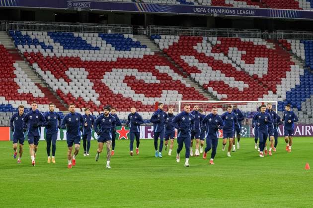The SK Slovan Bratislava team runs during training at the Allianz Arena, GER, Final training, SK Slovan Bratislava, Football, UEFA Champions League, Matchday 8, 2024 2025 season, 28 01 2025, GER, Final training, SK Slovan Bratislava, Football, UEFA Champions League, Matchday 8, 2024 2025 season, 28 01 2025 Munich Copyright: xEibner-Pressefoto JennixMaulx EP_JML