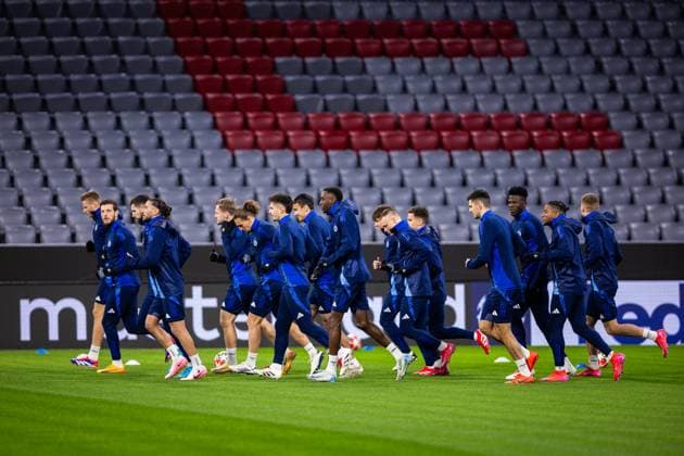 SLOVAN BRATISLAVA TEAM PRACTICE Players of Slovan during team practice ahead of UEFA Champions League, league stage match between FC Bayern Munich and SK Slovan Bratislava. Munich, Germany, January 28, 2025. Copyright: xx 080A7569