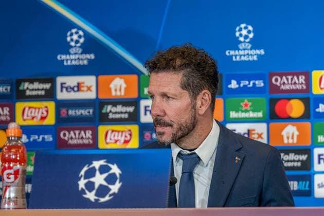 SOCCER - UEFA CL, RBS vs Atletico SALZBURG,AUSTRIA,28.JAN.25 - SOCCER - UEFA Champions League, Red Bull Salzburg vs Atletico Madrid, preview, press conference, PK, Pressekonferenz Atletico. Image shows head coach Diego Simeone (Atletico).  GEPAxpictures xWolfgangxKofler