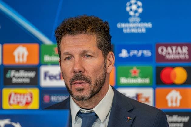 SOCCER - UEFA CL, RBS vs Atletico SALZBURG,AUSTRIA,28.JAN.25 - SOCCER - UEFA Champions League, Red Bull Salzburg vs Atletico Madrid, preview, press conference, PK, Pressekonferenz Atletico. Image shows head coach Diego Simeone (Atletico).  GEPAxpictures xWolfgangxKofler