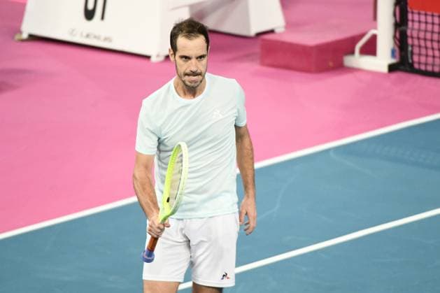 TENNIS : Open Sud de France ATP, Tennis Herren 250 - 28 01 2025 MONTPELLIER, FRANCE - JANVIER 28 : Celebration Adrian MANNARINO (FRA) vs. Richard GASQUET (FRA) lors du tournoi Open Sud de France ATP 250 a Montpellier le 29 janvier 2025. MontpellierFrance  Copyright: xValentinaxClaretx