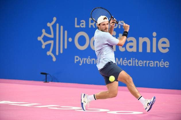 TENNIS : Open Sud de France ATP, Tennis Herren 250 - 28 01 2025 MONTPELLIER, FRANCE - JANVIER 28 : Mattia BELLUCCI (ITA) vs. Lucas POUILLE (FRA) lors du tournoi Open Sud de France ATP 250 a Montpellier le 29 janvier 2025. France  Copyright: xValentinaxClaretx