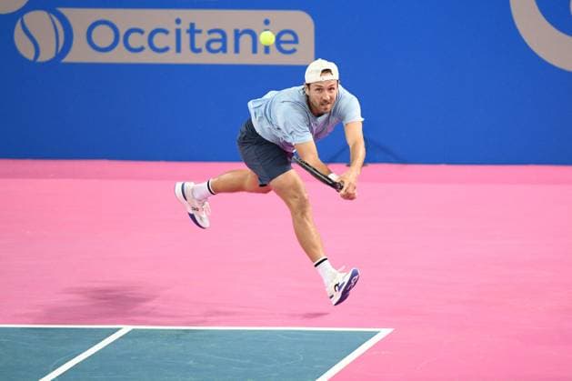 TENNIS : Open Sud de France ATP, Tennis Herren 250 - 28 01 2025 MONTPELLIER, FRANCE - JANVIER 28 : Mattia BELLUCCI (ITA) vs. Lucas POUILLE (FRA) lors du tournoi Open Sud de France ATP 250 a Montpellier le 29 janvier 2025. France  Copyright: xValentinaxClaretx