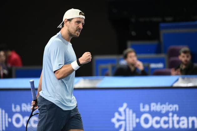 TENNIS : Open Sud de France ATP, Tennis Herren 250 - 28 01 2025 MONTPELLIER, FRANCE - JANVIER 28 : Mattia BELLUCCI (ITA) vs. Lucas POUILLE (FRA) lors du tournoi Open Sud de France ATP 250 a Montpellier le 29 janvier 2025. France  Copyright: xValentinaxClaretx
