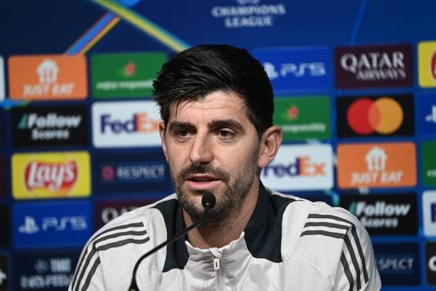 STADE BRESTOIS REAL MADRID PHOTOPQR LE TELEGRAMME NICOLAS CREACH ; ; 28 01 2025 ; Football Stade du Roudourou à Guingamp Ligue des champions 28 janvier 2025 Stade Brestois Real Madrid la conférence de presse d’avant-match de Thibaut Courtois Photos Nicolas Créach Guingamp; 01 28 2025; Champions League before match Stade Brestois Real Madrid; press conference, PK, Pressekonferenz France  Copyright: xPHOTOPQR LExTELEGRAMME MAXPPPxNICOLASxCREACHx 20250128TGB8085 20250128TGB8085