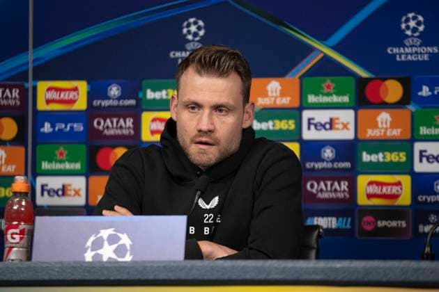 Club Brugge Training and press conference, PK, Pressekonferenz - UEFA Champions League 2024 25 League Phase MD8 Simon Mignolet 22 (GK) of Club Brugge participates in Club Brugge s press conference at the Etihad Stadium in Manchester, on January 27, 2025, before their UEFA Champions League 2024 25 League Phase MD8 match against Manchester City. Manchester Manchester United, ManU Kingdom  Copyright: xMIxNewsx originalFilename:fletcher-clubbrug250128_npxzc.jpg