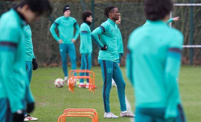 Anderlecht s Moussa N Diaye pictured during a training session of Belgian soccer team RSC Anderlecht, Wednesday 29 January 2025 in Brussels. Tomorrow, Anderlecht will play German Hoffenheim on day 8 8 of the group stage of the UEFA Europa League tournament. VIRGINIExLEFOUR  x111381013x
