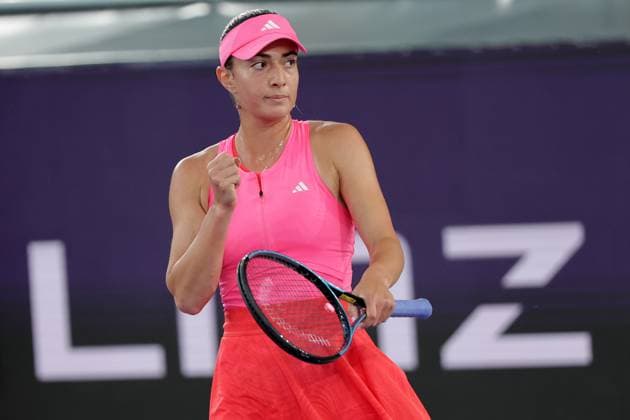 TENNIS - WTA, Tennis Damen Upper Austria Ladies Linz LINZ,AUSTRIA,29.JAN.25 - TENNIS - WTA Tour, Upper Austria Ladies Linz. Image shows the rejoicing of Elina Avanesyan (ARM).  GEPAxpictures xWalterxLuger