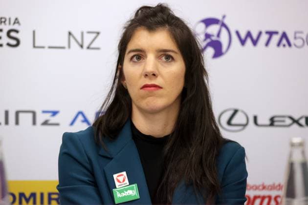 TENNIS - WTA, Tennis Damen Upper Austria Ladies Linz LINZ,AUSTRIA,29.JAN.25 - TENNIS - WTA Tour, Upper Austria Ladies Linz, press conference, PK, Pressekonferenz Image shows ambassador Magdalena Lobnig (Advantage Ladies).  GEPAxpictures xWalterxLuger