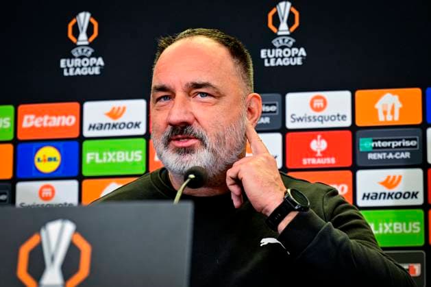 Head coach Jindrich Trpisovsky attends a press conference, PK, Pressekonferenz of SK Slavia Praha club before UEFA Europa League last 8th round match SK Slavia Praha vs Malmo FF, in Prague, Czech Republic, on January 29, 2025. (CTKxPhoto VitxSimanek) CTKPhotoP2025012905148  CTKPhotoP2025012905148
