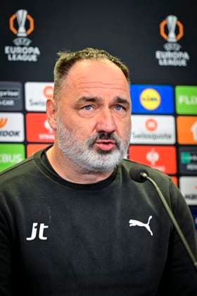 Head coach Jindrich Trpisovsky attends a press conference, PK, Pressekonferenz of SK Slavia Praha club before UEFA Europa League last 8th round match SK Slavia Praha vs Malmo FF, in Prague, Czech Republic, on January 29, 2025. (CTKxPhoto VitxSimanek) CTKPhotoP2025012905350  CTKPhotoP2025012905350