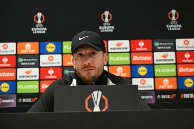 Rangers FC v Royale Union Saint-Gilloise - UEFA Europa League Media Activities 29 01 2025 GLASGOW, SCOTLAND - JANUARY 29 : Pocognoli Sebastien head coach of Royale Union Saint-Gilloise talking to the press during a press conference, PK, Pressekonferenz ahead of the UEFA Europa League 2024 25 League Phase MD8 match between Rangers FC and Royale Union Saint-Gilloise on January 29, 2025 in Glasgow, Scotland, 29 01 2025 Glasgow Scotland  Copyright: xVincentxKalutx