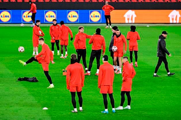 SK Slavia Praha players attend a training session before UEFA Europa League last 8th round match SK Slavia Praha vs Malmo FF, in Prague, Czech Republic, on January 29, 2025. (CTKxPhoto VitxSimanek) CTKPhotoP2025012906838  CTKPhotoP2025012906838