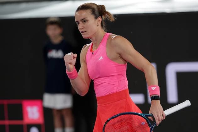 TENNIS - WTA, Tennis Damen Upper Austria Ladies Linz LINZ,AUSTRIA,29.JAN.25 - TENNIS - WTA Tour, Upper Austria Ladies Linz. Image shows the rejoicing of Maria Sakkari (GRE).  GEPAxpictures xWalterxLuger